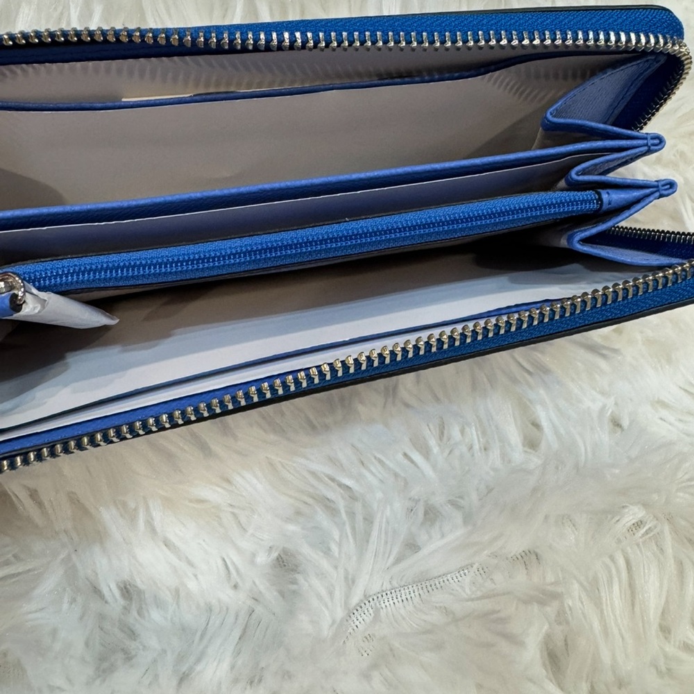 Gorgeous Vibrant Blue Michael Kors Continental Full Zip Wallet NWT - Picture 7 of 12